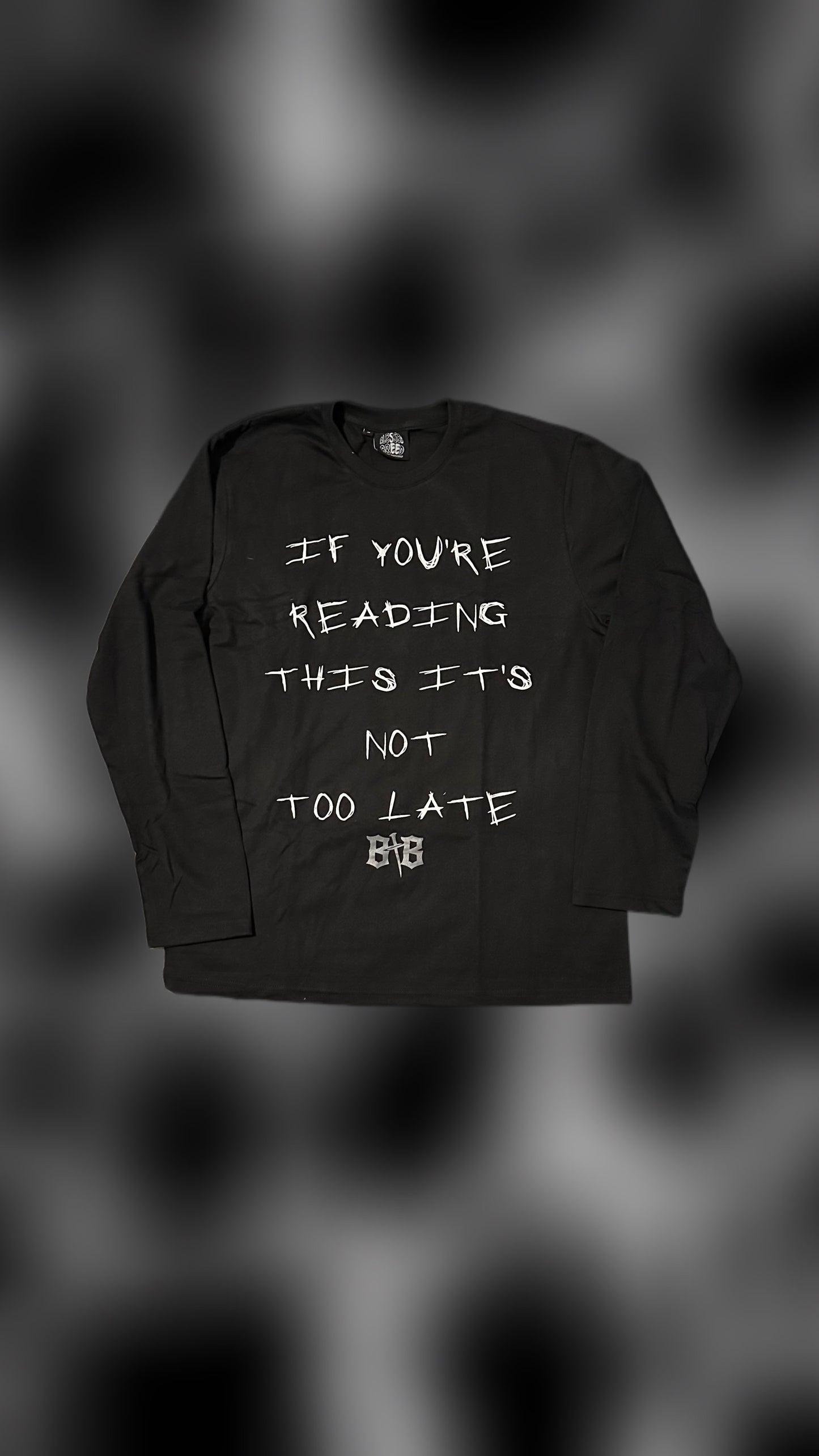 Black "NEVER TOO LATE" Tee